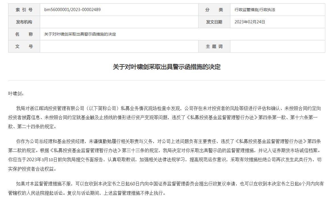 三项违规<strong></p>
<p>浙江期货</strong>，全职员工仅8人的晖鸿投资被警示