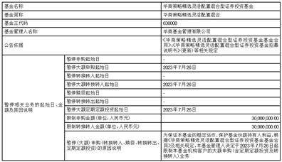 华商策略精选灵活配置混合型证券投资基金 暂停机构客户大额申购（含定期定额投资及转换转入）业务的公告