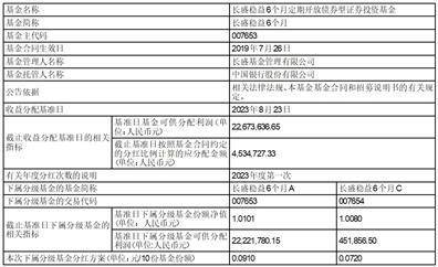 长盛稳益6个月定期开放债券型 证券投资基金收益分配公告