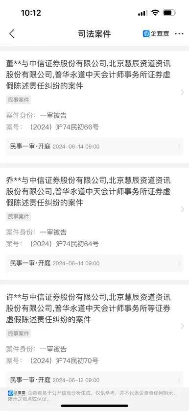 中信证券、普华永道<strong></p>
<p>中信证券</strong>，被起诉