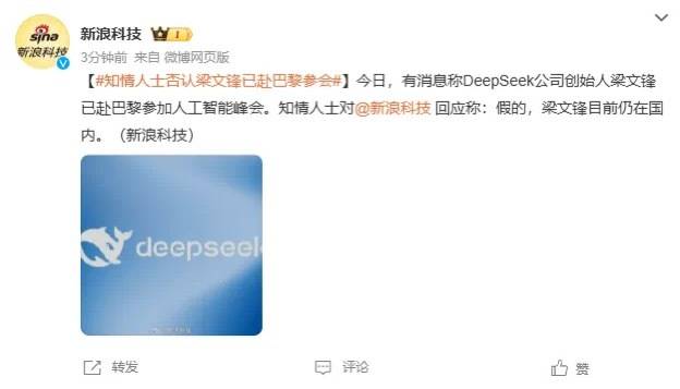 DeepSeek梁文锋用黑科技远程参加巴黎AI峰会？假的<strong></p>
<p>微信微证券</strong>！