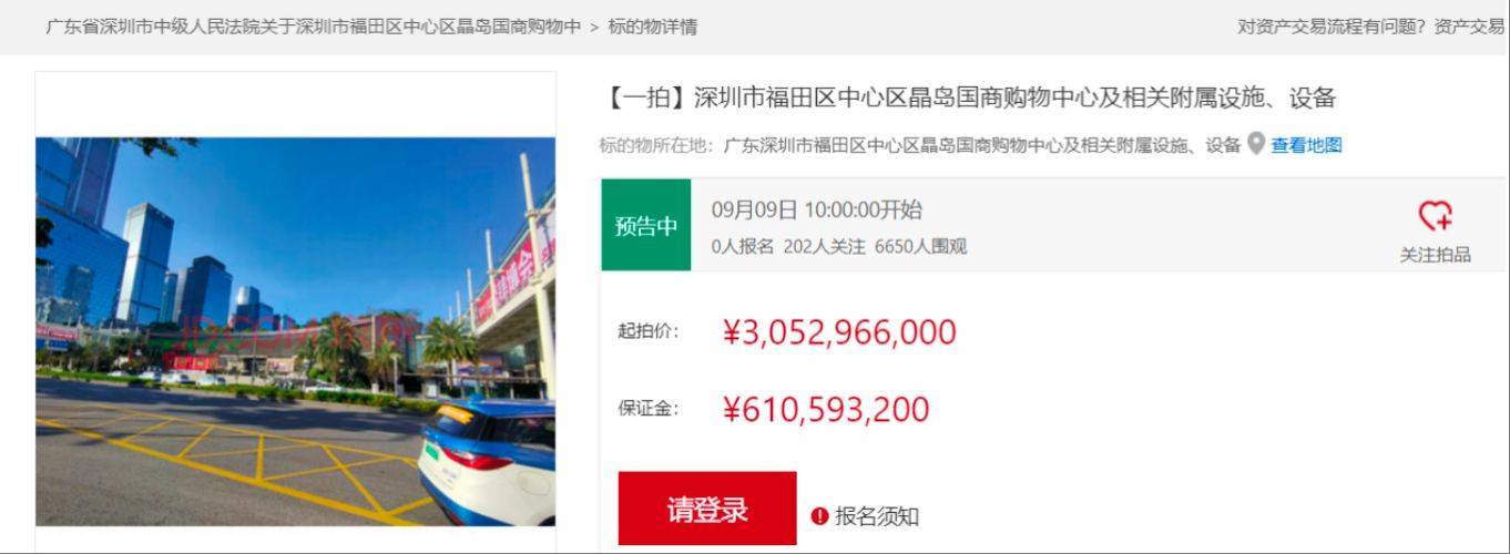 折价约30%<strong></p>
<p>平安证券开户</strong>，深圳知名商场皇庭广场30亿元起拍，土地使用年限还剩17年