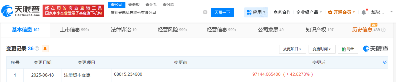 聚灿光电增资至9.7亿元